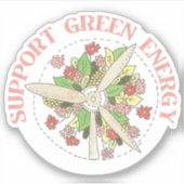 Steun Groene Energie Wind en Bloemen Sticker (Voorkant)