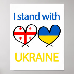 Steun Hart Oekraïense Georgië Vlag Ik Sta Met Poster