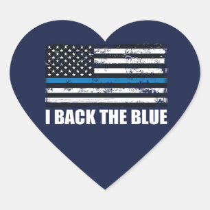 Steun het Blauwe Dunne blauwe lijn USA Vlag MAGA H Hart Sticker