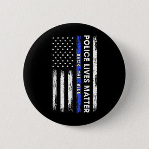 Steun het dunne blauwe lijn VS-vlag politie Levens Ronde Button 5,7 Cm