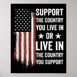 Steun het land waar je woont in Amerikaanse vlag V Poster