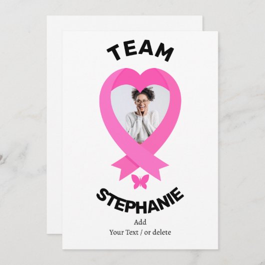 Steun het team Bewustwording van Borstkanker met B Kaart (Voorkant / Achterkant)