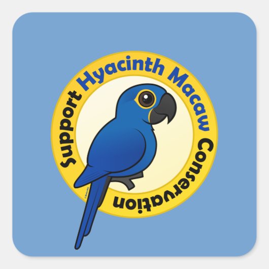 Steun Hyacinth Macaw behoud Vierkante Sticker (Voorkant)