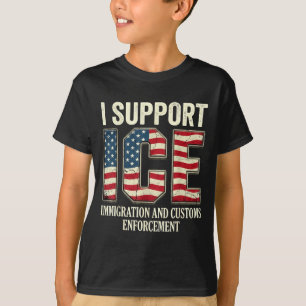 Steun ijs immigratieambtenaren amerikaanse vlag t-shirt