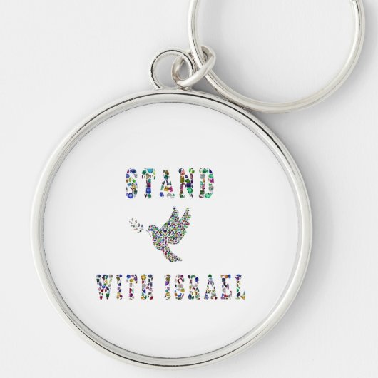 Steun Israël – Edelstenen Lettering Design Sleutelhanger (Voorkant)