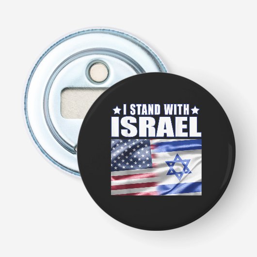 Steun Israël Ik sta achter Israël  Button Flesopener (Voorkant)