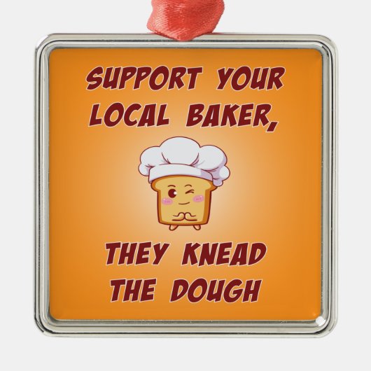 Steun je bakker die ze knippen. metalen ornament (Voorkant)
