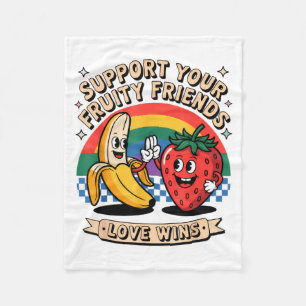 Steun je Fruitige Vrienden Regenboog Retro Pride L Fleece Deken