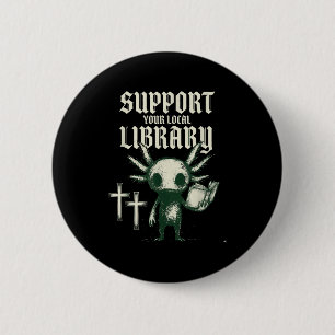 Steun je lokale bibliotheek goth boek ronde button 5,7 cm