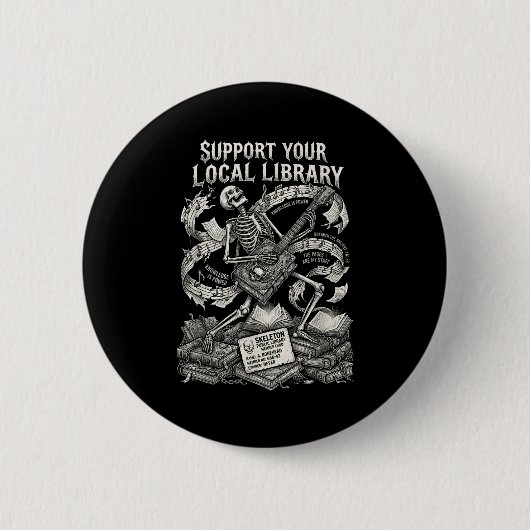 Steun je lokale bibliotheek goth boek  ronde button 5,7 cm (Voorkant)