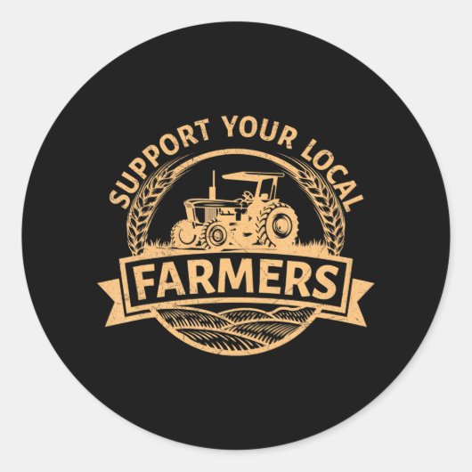 Steun je lokale Boeren Oogsten Boerenstal Ronde Sticker (Voorkant)