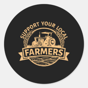 Steun je lokale Boeren Oogsten Boerenstal Ronde Sticker
