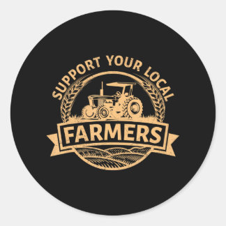 Steun je lokale Boeren Oogsten Boerenstal Ronde Sticker