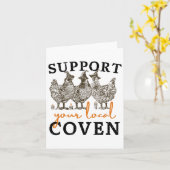 Steun je lokale Coven Funny Farm Heks Kip  Kaart (Gele Bloem)