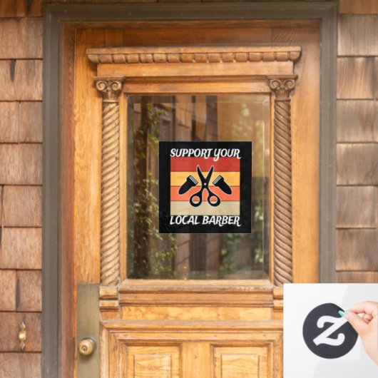 Steun Je Lokale Kapper Raamsticker (Huis Deur)