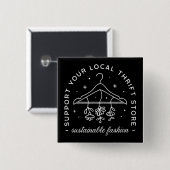 Steun je lokale kringloopwinkel vierkante button 5,1 cm (Voorkant /achterkant)