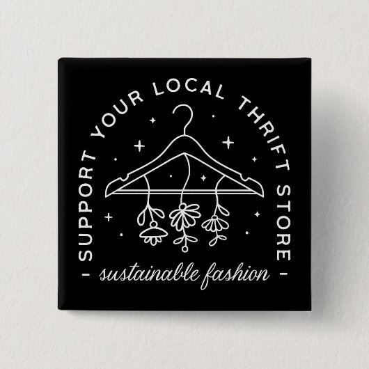 Steun je lokale kringloopwinkel vierkante button 5,1 cm (Voorkant)