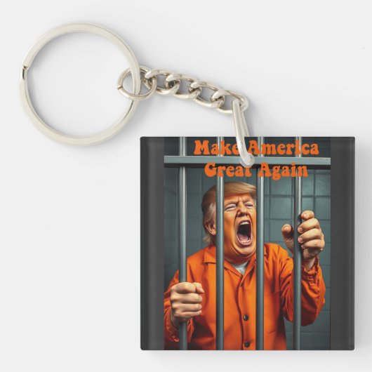 Steun Kamala Walz Justice Trump Funny Satire Sleutelhanger (voorkant)