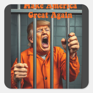 Steun Kamala Walz Justice Trump Funny Satire Vierkante Sticker