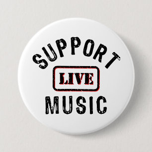 Steun levende muziek, levende band, muziekconcertg ronde button 7,6 cm