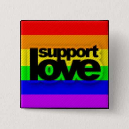 Steun liefde. vierkante button 5,1 cm (Voorkant)