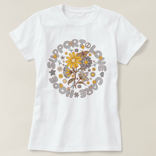 Steun Liefde Zorg Hoop Hersentumor Bloem Retro T-shirt (Design voorkant)