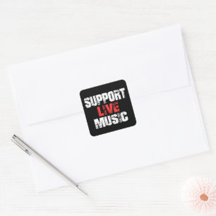 Steun Live Muziek Vierkante Sticker