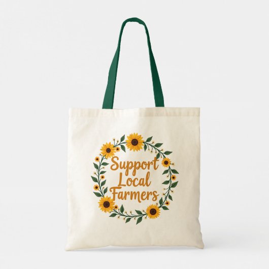 Steun lokale boeren Zonnebloem krans ontwerp Tote Bag (Achterkant)