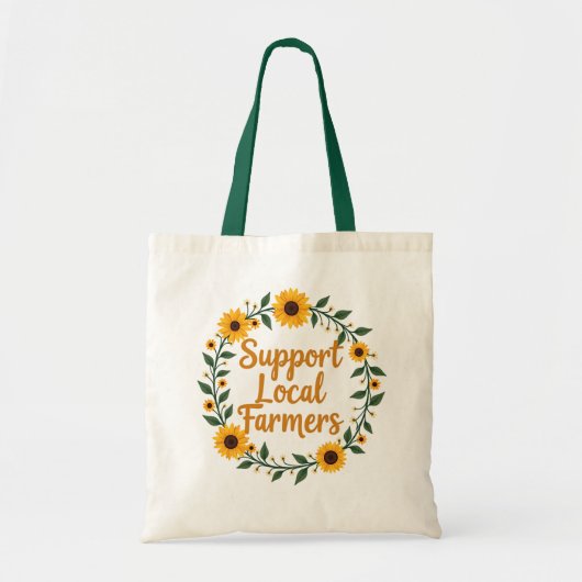 Steun lokale boeren Zonnebloem krans ontwerp Tote Bag (Voorkant)
