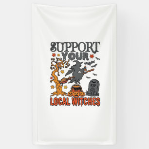 Steun Lokale Heksen Halloween Hek Kookpot Pompoen Spandoek