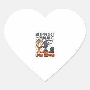Steun Lokale Heksen Halloween Heksenketel Pompoen Hart Sticker