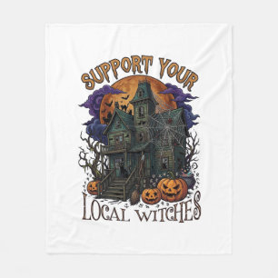 Steun Lokale Heksen Halloween Spokenhuis Pomp Fleece Deken