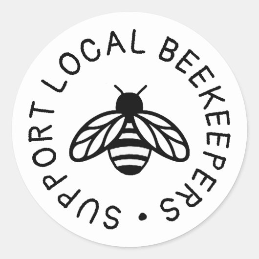 Steun lokale imkers Schattigee honingbij icoon hon Ronde Sticker (Voorkant)