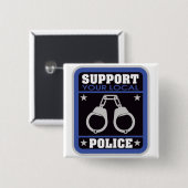 Steun lokale politie vierkante button 5,1 cm (Voorkant /achterkant)