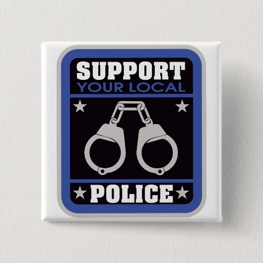 Steun lokale politie vierkante button 5,1 cm (Voorkant)