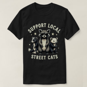 Steun Lokale Straatkatten Funny Wasbeer Opossum T-shirt