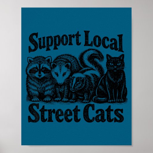 Steun lokale straatkatten team afval opossum poster (Voorkant)