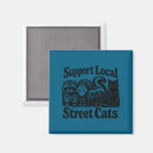 Steun lokale straatkatten team rommel opossum magneet (Voorkant / Achterkant)