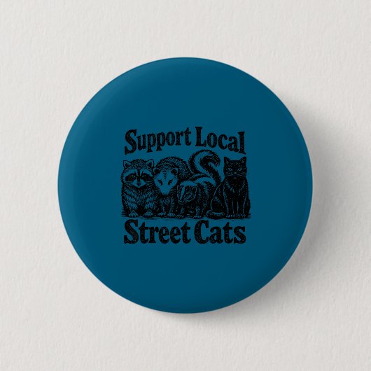 Steun lokale straatkatten team rommel opossum ronde button 5,7 cm (Voorkant)
