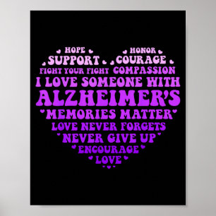 Steun Love Heimers Awareness Heart Typography Wo Poster