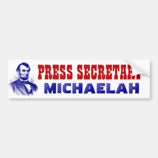 Steun Michaelah Montgomery voor PERSSECRETARIS Bumpersticker (Voorkant)