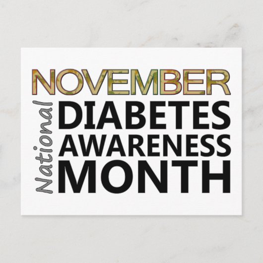 Steun nationale diabetes Bewustmakingsmaand novemb Briefkaart (Voorkant)