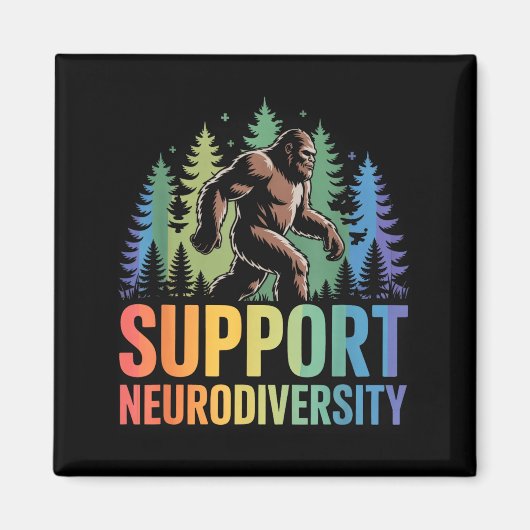 Steun Neurodiversiteit Grappig Bigfoot Autisme ADH Magneet (Voorkant)