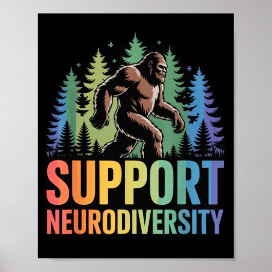 Steun Neurodiversiteit Grappig Bigfoot Autisme ADH Poster (Voorkant)