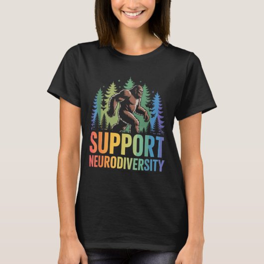 Steun Neurodiversiteit Grappig Bigfoot Autisme ADH T-shirt (Voorkant)