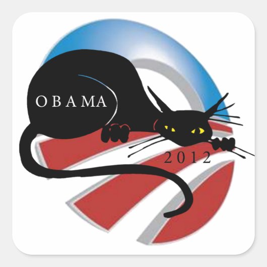 STEUN OBAMA KATTENLIEFHEBBERS VIERKANTE STICKER (Voorkant)