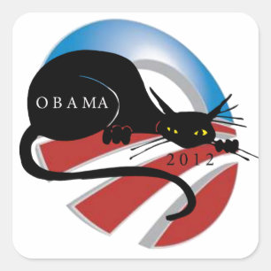 STEUN OBAMA KATTENLIEFHEBBERS VIERKANTE STICKER