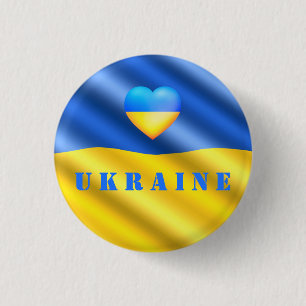 Steun Oekraïense Button Oekraïense vlag hart