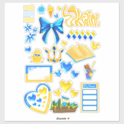 Steun Oekraïense op maat gesneden vinyl Stickers (Vel)