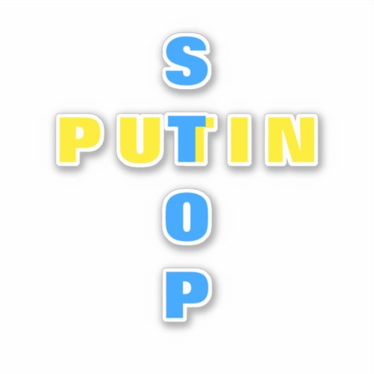 Steun Oekraïense Stickers - Stop Poetin Stop Oorlo (Voorkant)